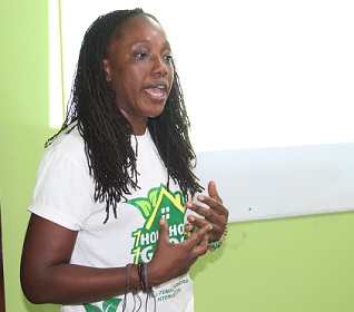 Alberta Nana Akyaa Akosa, Executive Director, Agrihouse Foundation addressing the briefing. Picture: ELVIS NII NOI DOWUONA